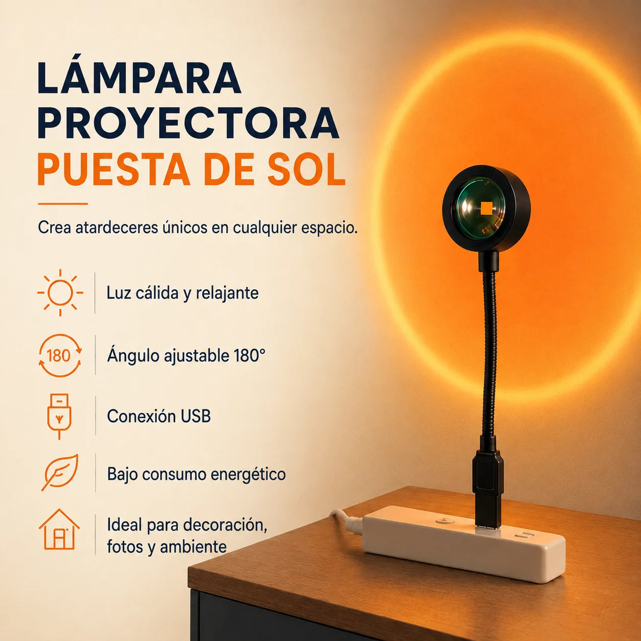 Lámpara de proyección de puesta de sol